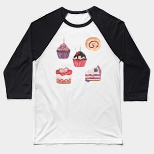 Cake cupcake set watercolor Baseball T-Shirt